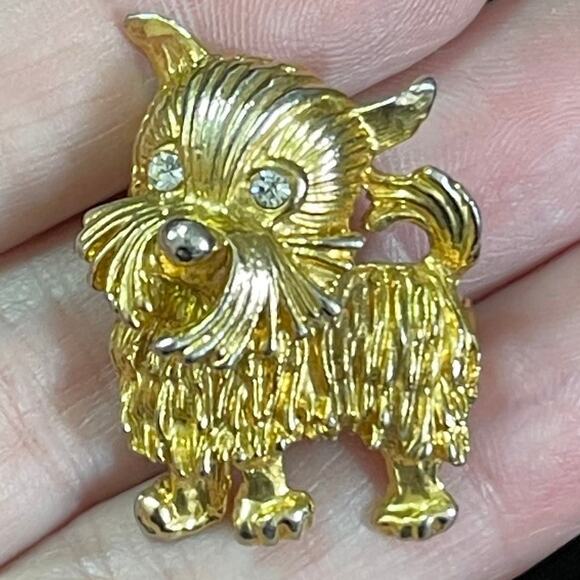 VINTAGE Brooch Boucher Yorkie Dog Vtg Estate Costume Jewelry Pin Lot JU09 - Picture 1 of 4